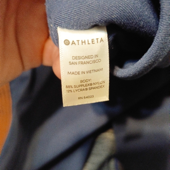 Athleta Yoga Pants Navy with Brown stripe embellishment Sz Medium - Picture 9 of 9